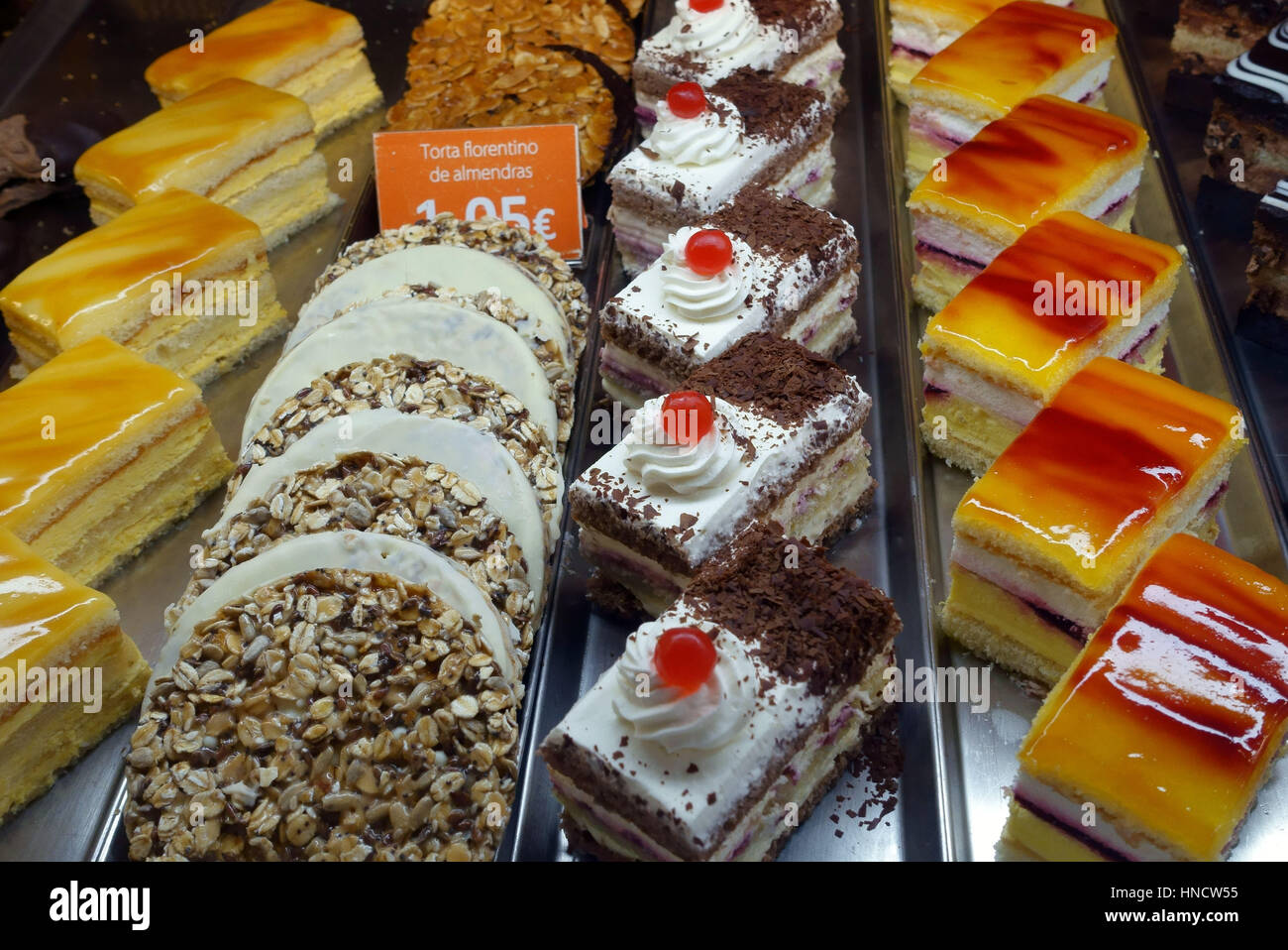 Cakes in pasteleria in Santa Cruz de Tenerife, Canary Islands, Spain Stock Photo