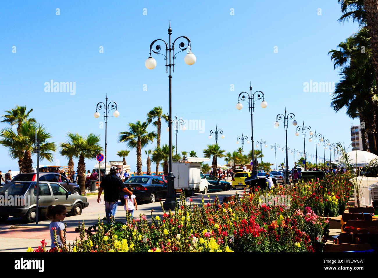 Flowers and people, Finikoudas, Larnaca, Cyprus Stock Photo Alamy