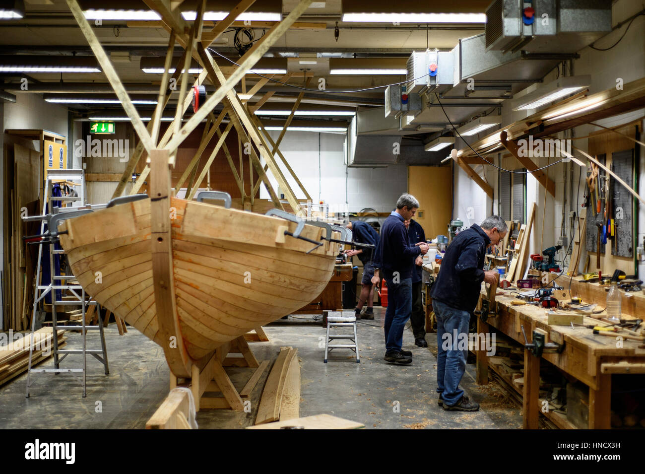 Gig boat construction in the Maritime Museum, Falmouth, Cornwall Stock Photo