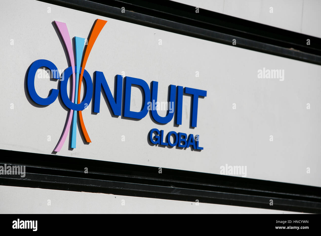 A logo sign outside a facility occupied by Conduit Global in Cordova