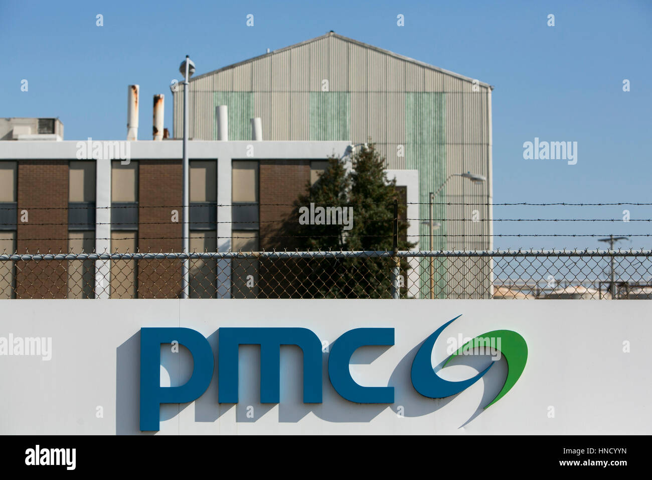 A logo sign outside of a facility occupied by PMC Biogenix in Memphis, Tennessee on February 5, 2017. Stock Photo