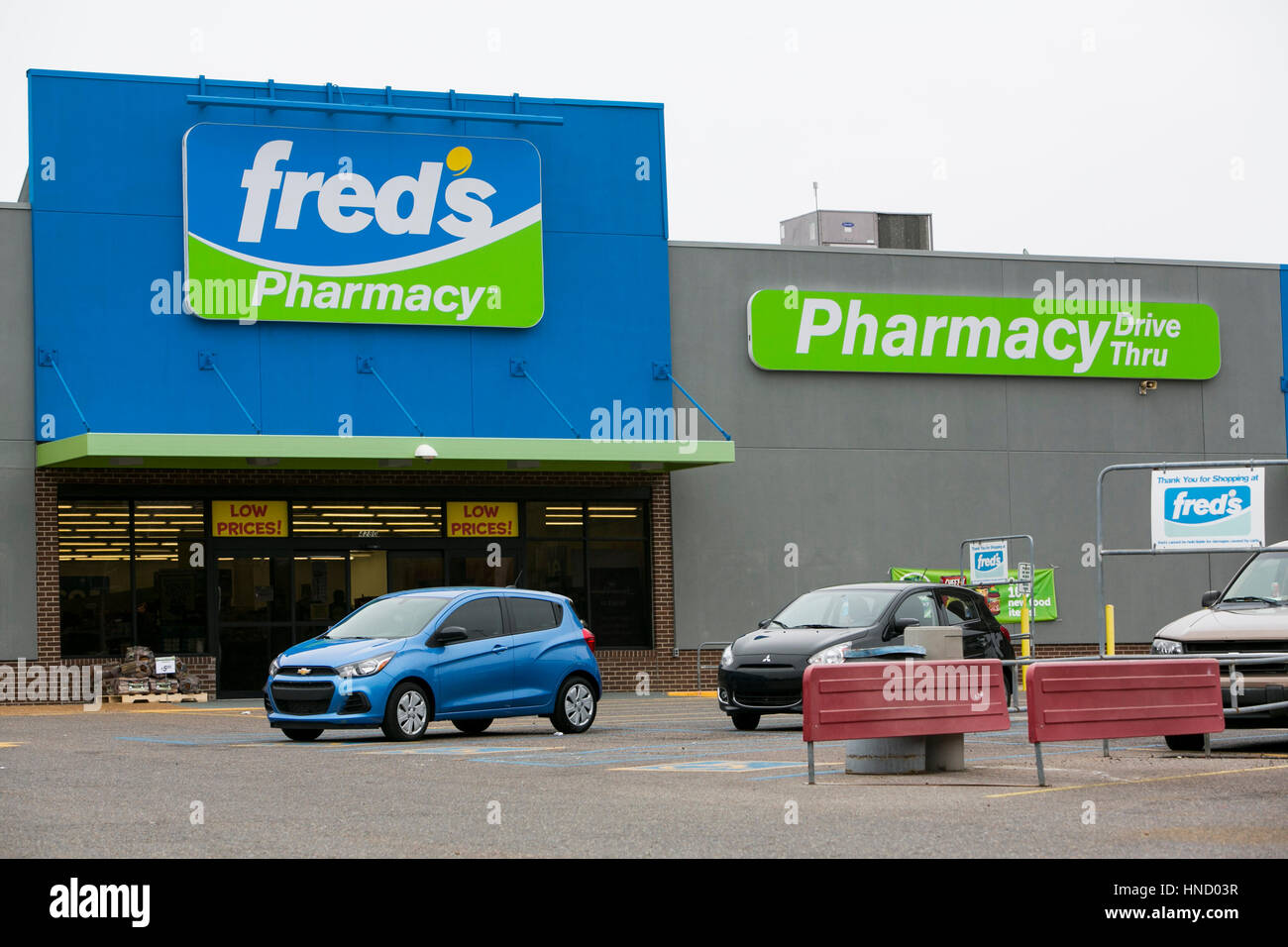 A logo sign outside of the headquarters of Fred's Pharmacy Memphis