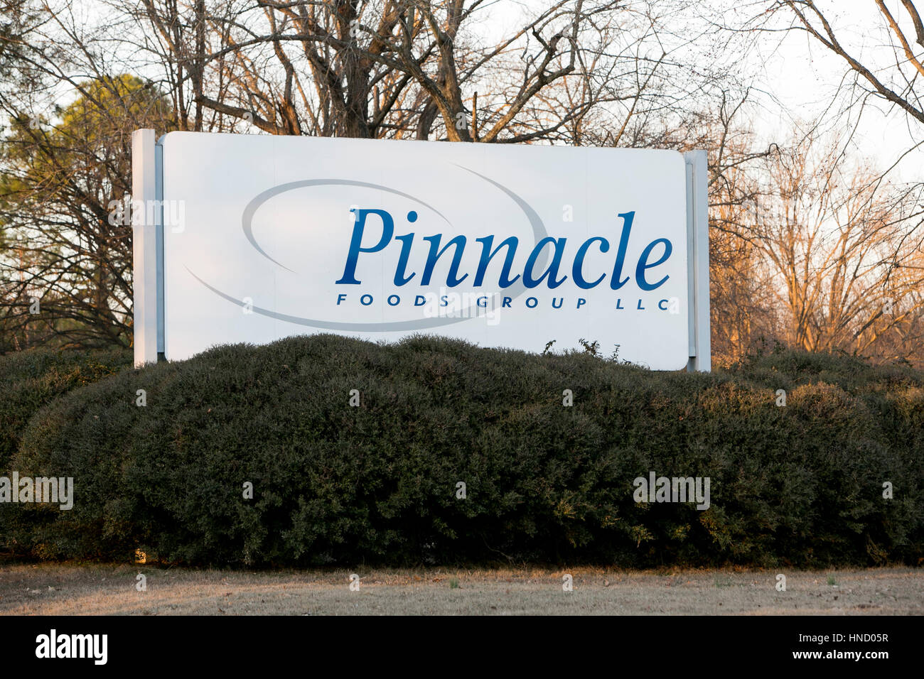 A logo sign outside of a facility occupied by the Pinnacle Foods Group in Jackson, Tennessee on February 5, 2017. Stock Photo