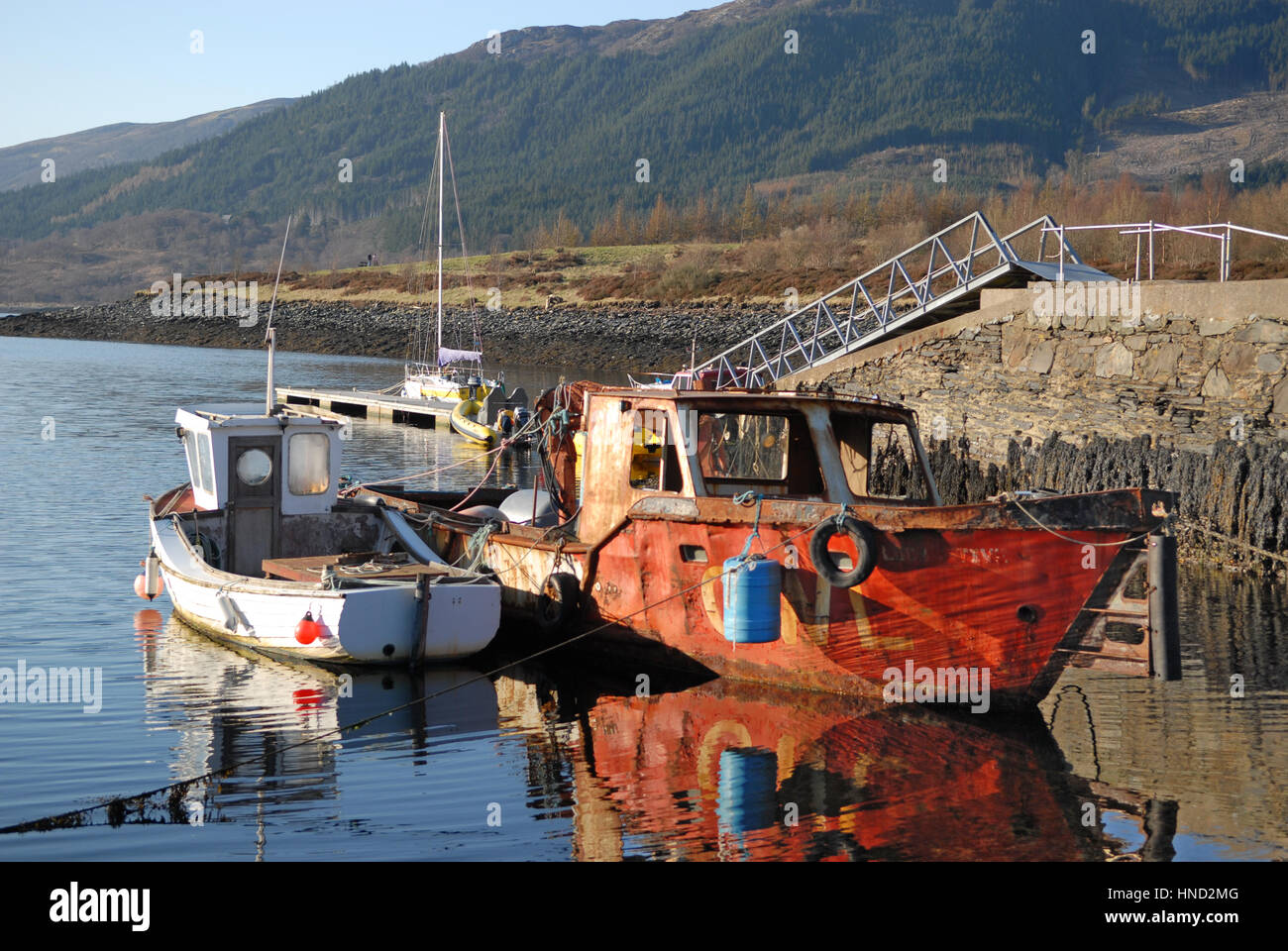 Boats moored at Loch Leven Scotland Stock Photo - Alamy
