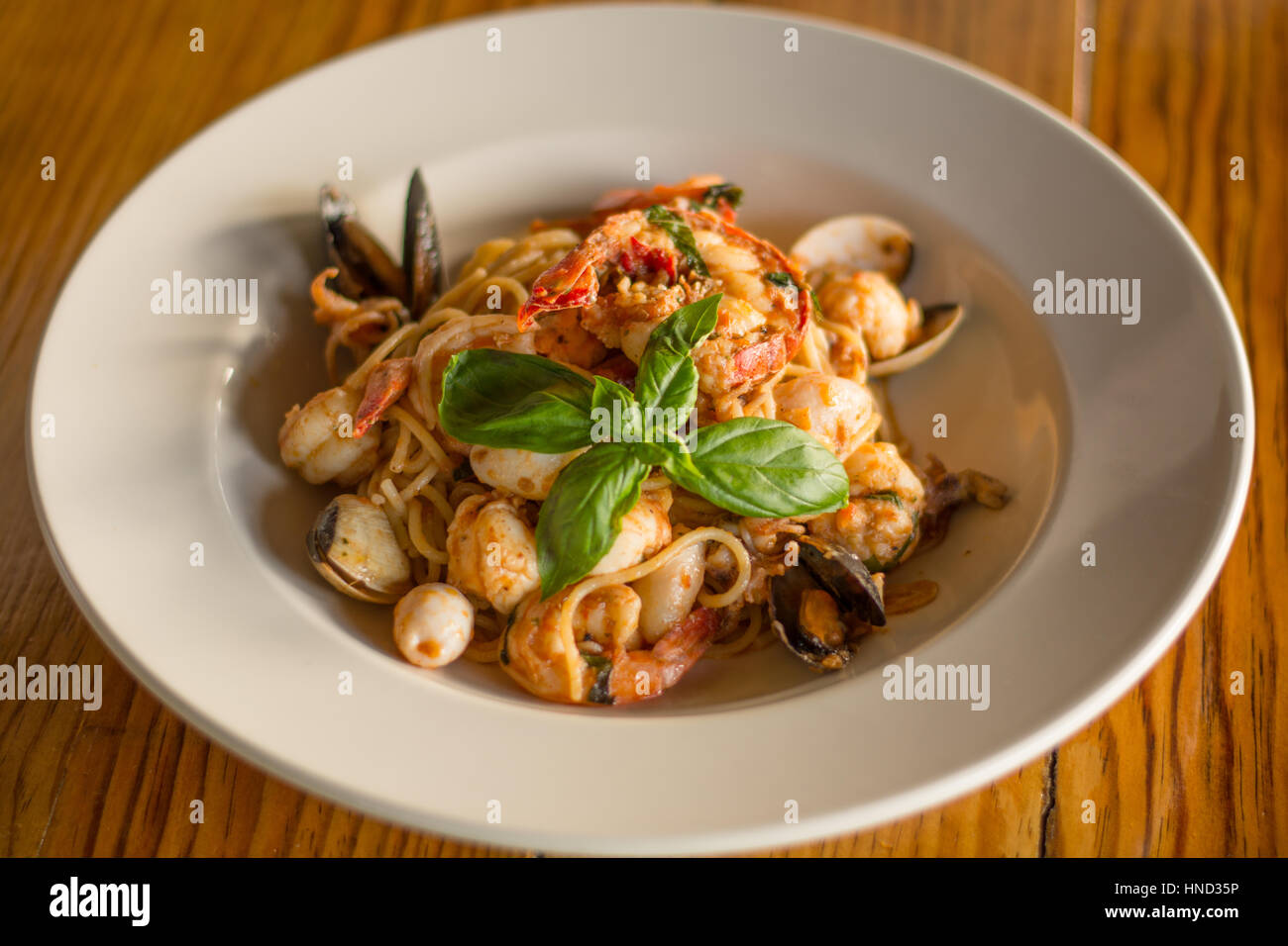 Seafood Spaghetti Bowl Stock Photo Alamy