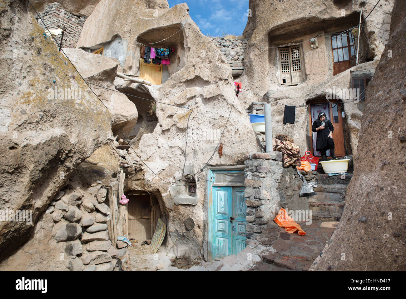 Traditional cliff dwellings of ancient village of Kandovan, East  Azerbaijan Province, Iran Stock Photo