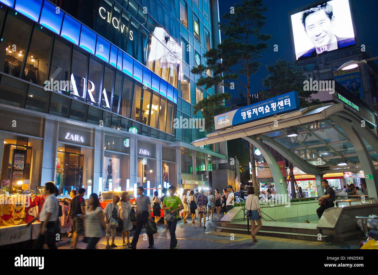 street scene in Myeongdong street 