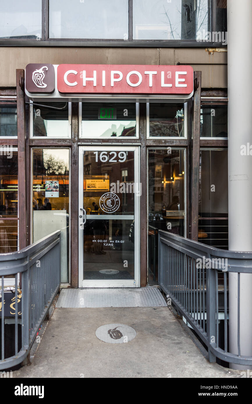 Washington DC, USA - February 5, 2017: Chipotle fast food restaurant on Dupont circle Stock Photo