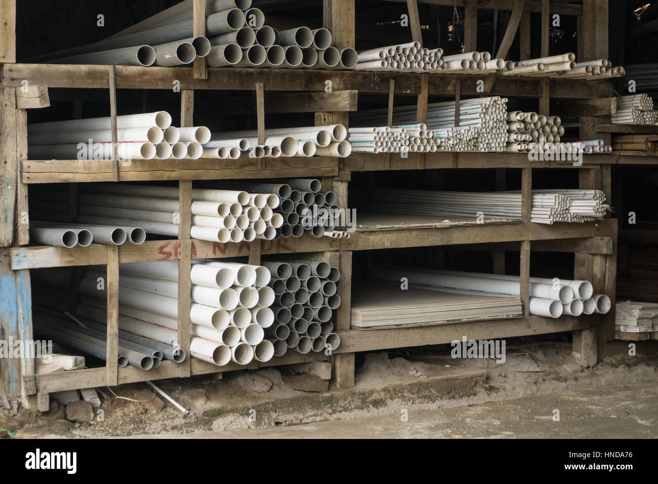 Steel white pipes rack hi-res stock photography and images - Alamy