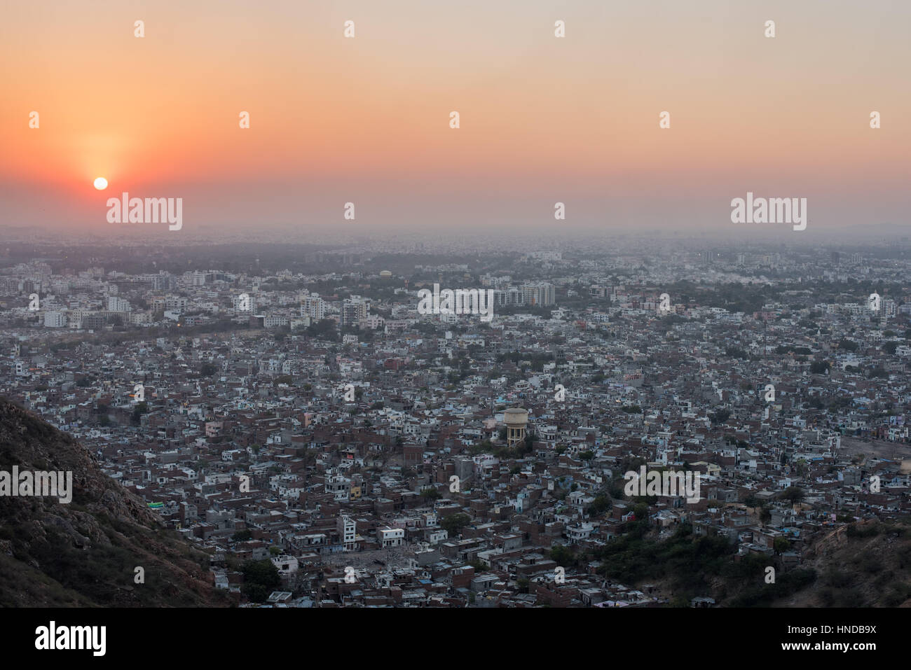 Sunset over Jaipur from Nahargarh Fort Stock Photo