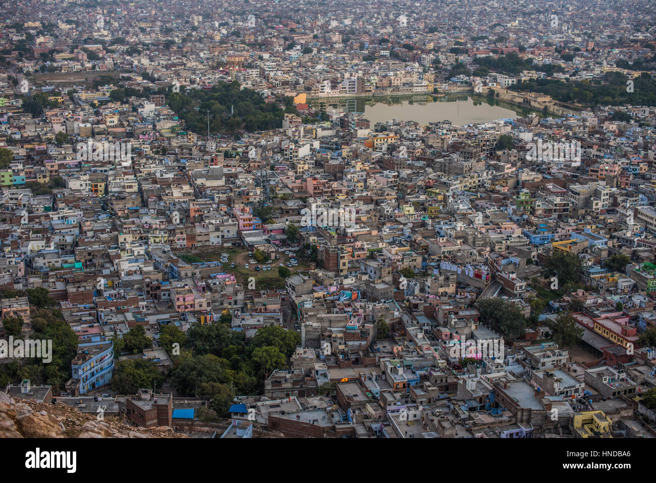Aerial View of Jaipur taken from Nahargarh Fort Stock Photo