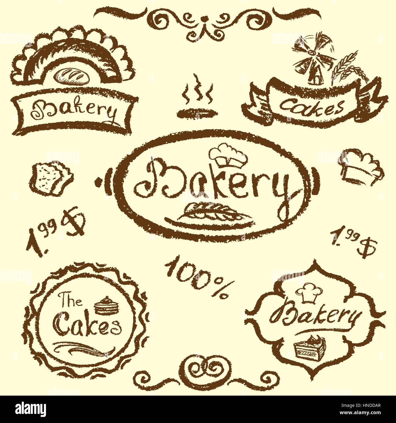 bakery set elements chalkboard, vector Stock Vector Image & Art - Alamy