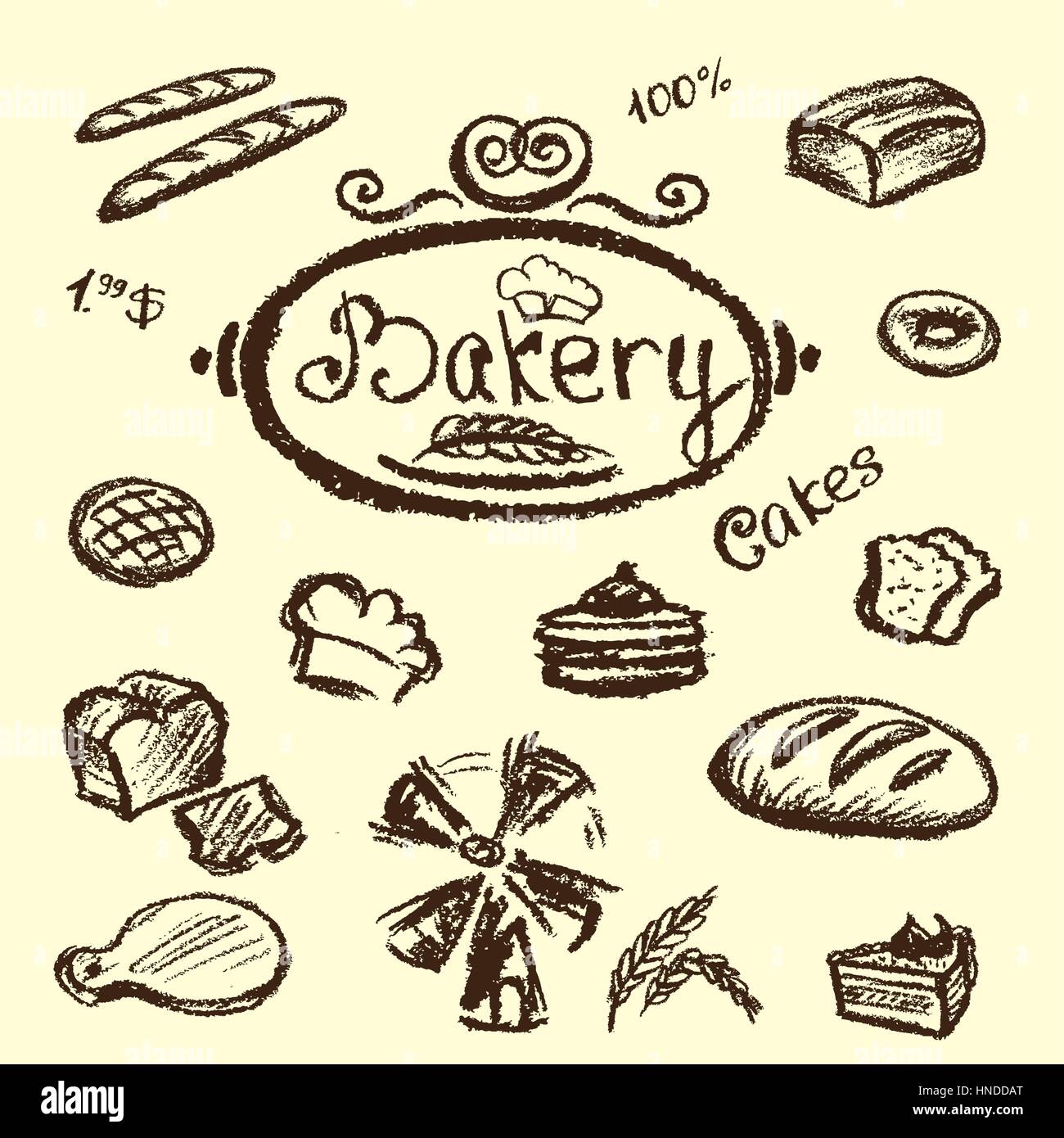 bakery set elements chalkboard, vector Stock Vector Image & Art - Alamy
