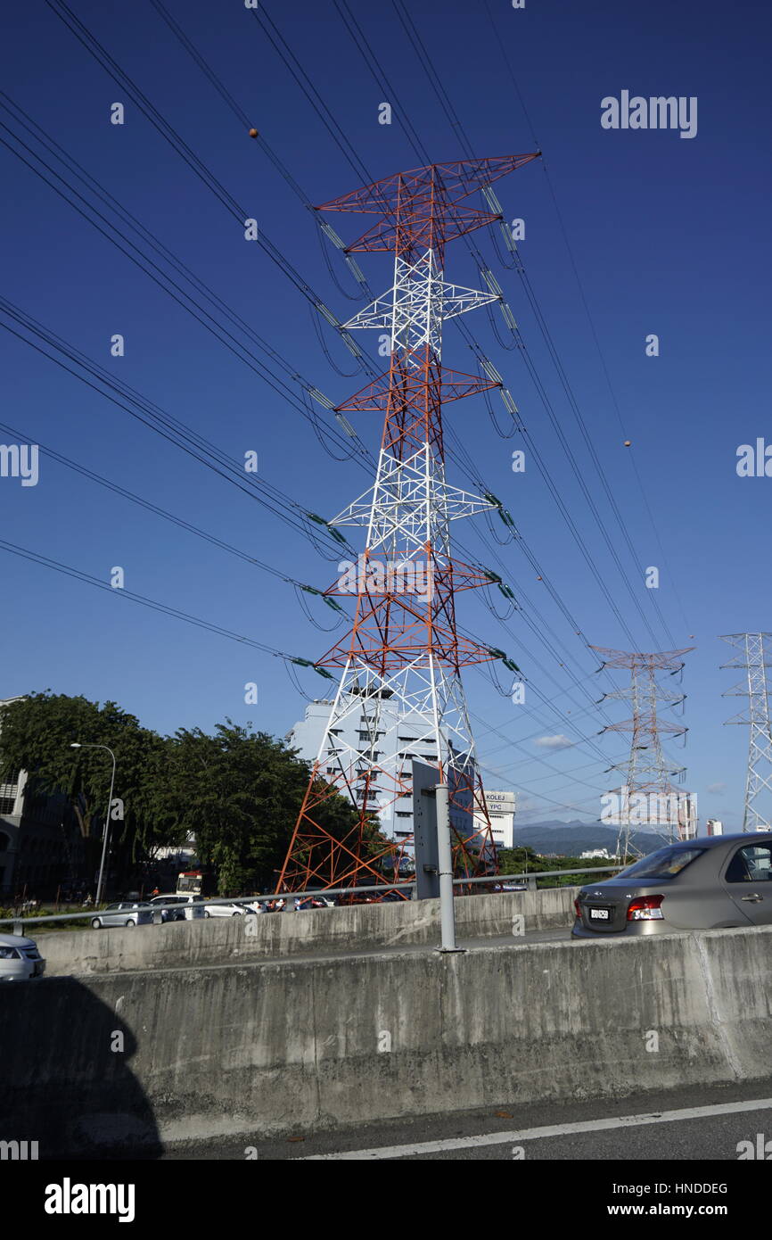 Electricity Transmission Tower In Urban Area Of Malaysia Stock Photo Alamy