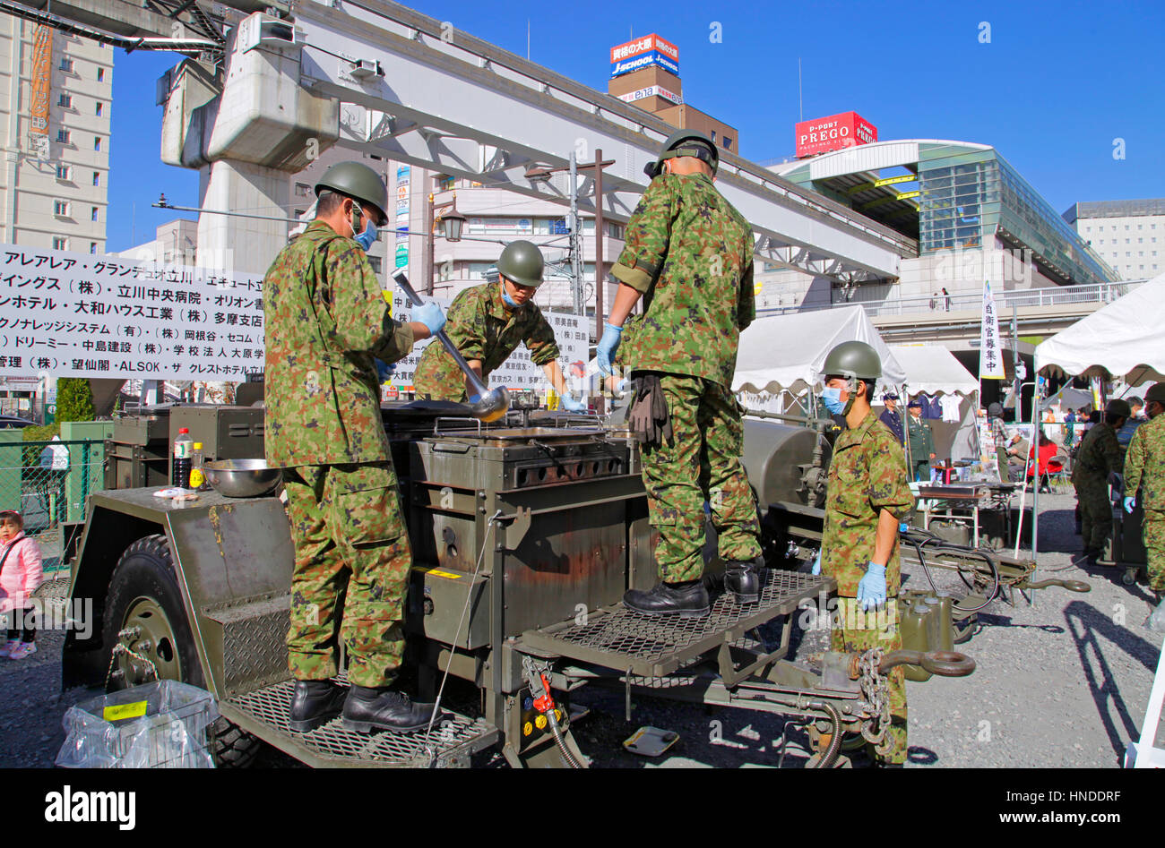 Japan Ground Self Defense Force Cooking Meals On A Field Cooker At Disaster Simulation Drill Held In Tachikawa City Tokyo Japan Stock Photo Alamy