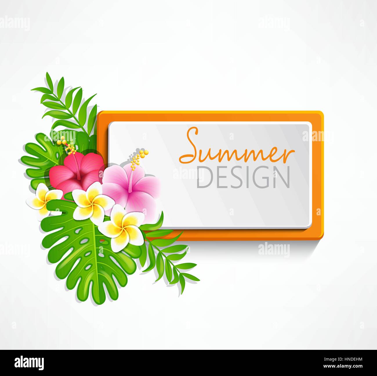 Summer frame with tropical flowers, vector illustration Stock Vector ...