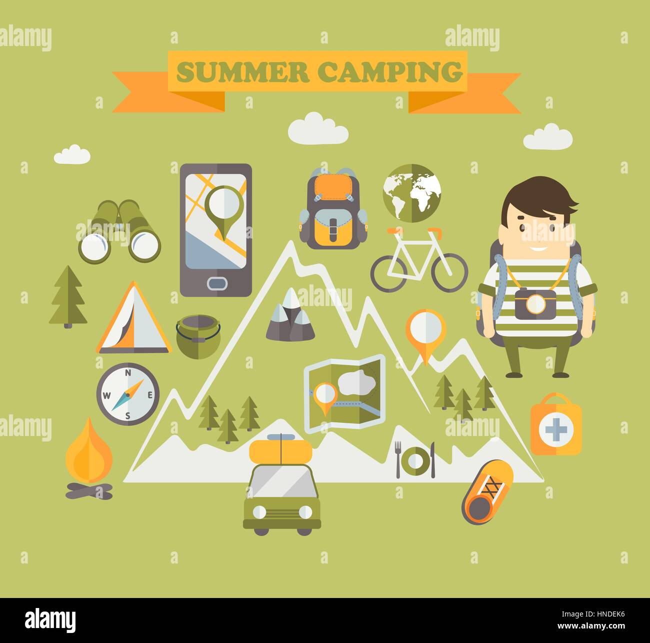 Summer Holiday and Travel poster in flat style, vector illustration ...