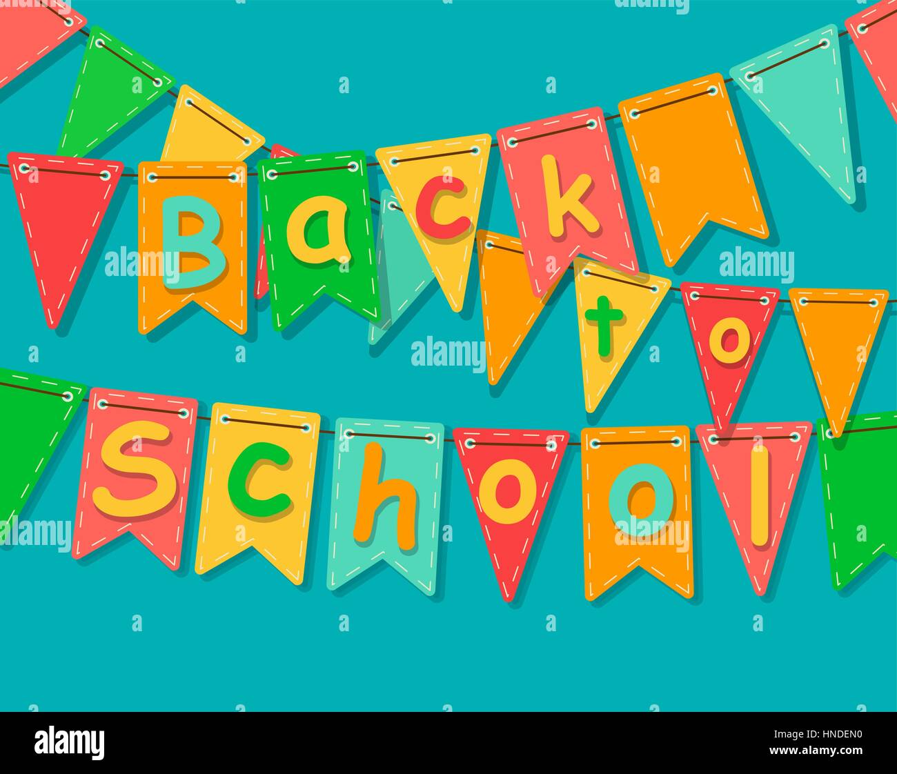 Back To School Banner Party Colorful Flags With Text Vector