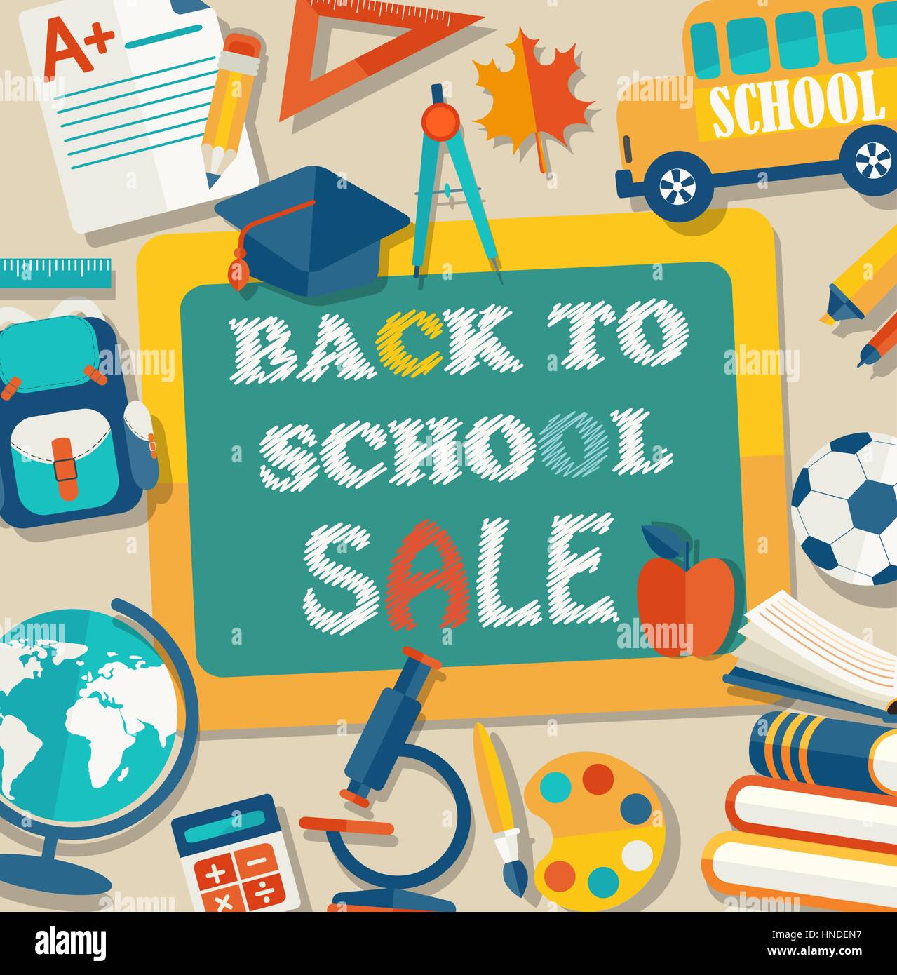 Back to School. Vector Illustration in flat style, eps10 Stock Vector ...