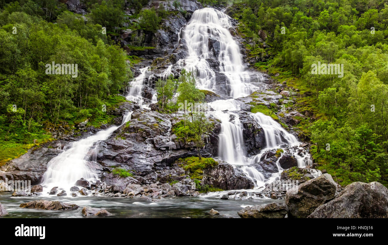 A very cool rocky waterfall Stock Photo