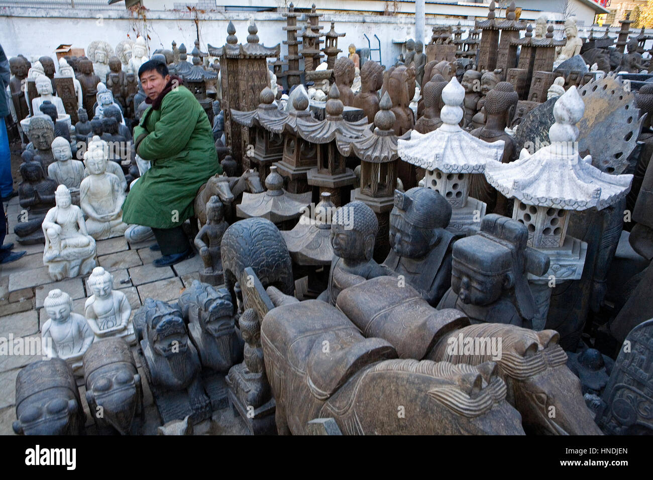 Statues, sculptures in Panjiayuan market,Beijing, China Stock Photo Alamy