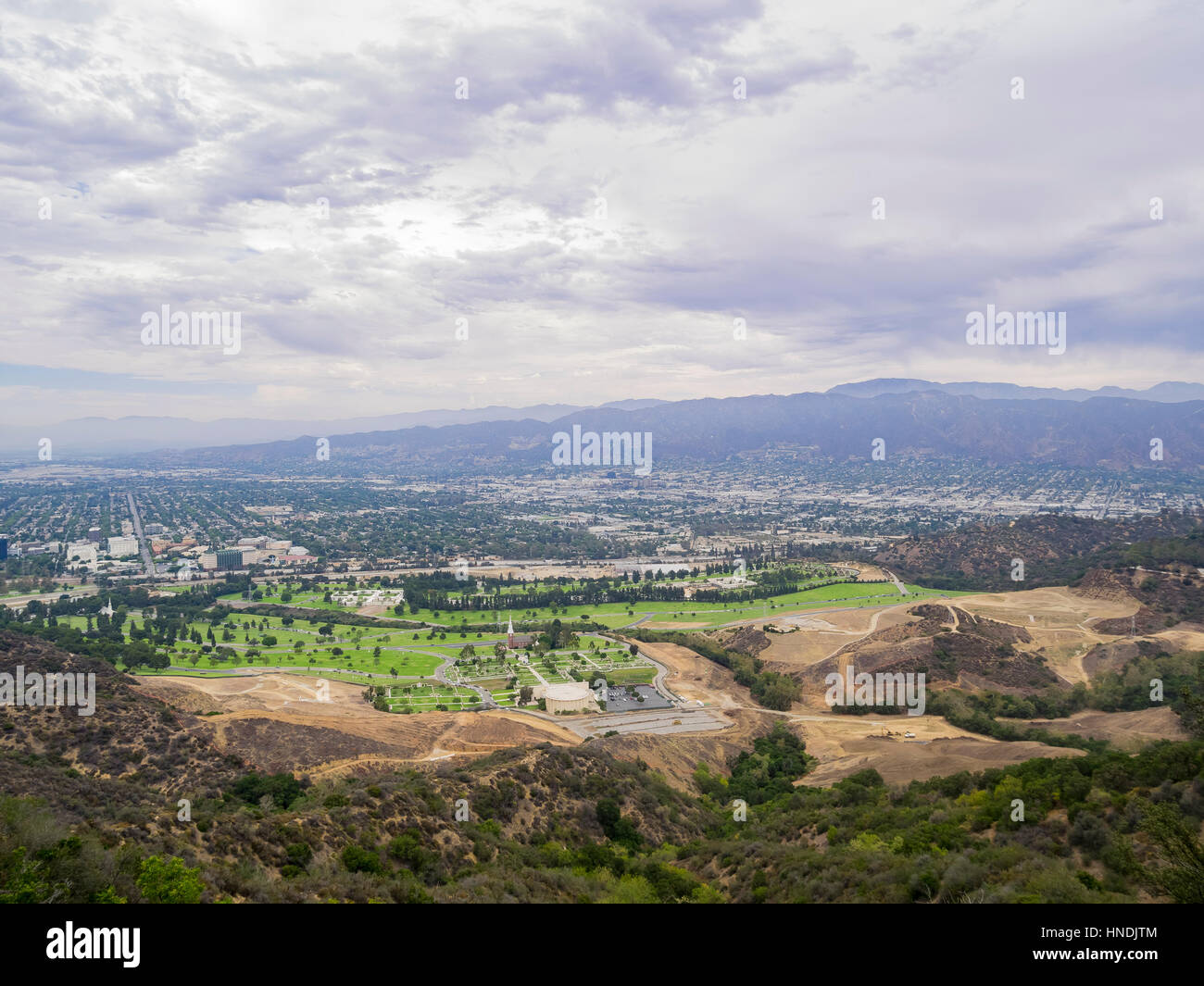 Aerial view of Burbank cityscape from Hollywood Hills Stock Photo Alamy
