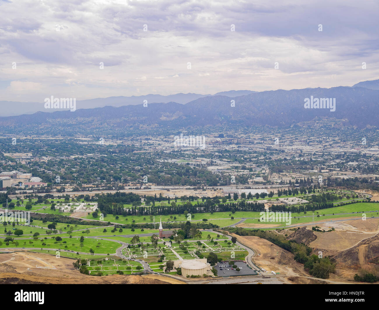 Aerial view of Burbank cityscape from Hollywood Hills Stock Photo Alamy