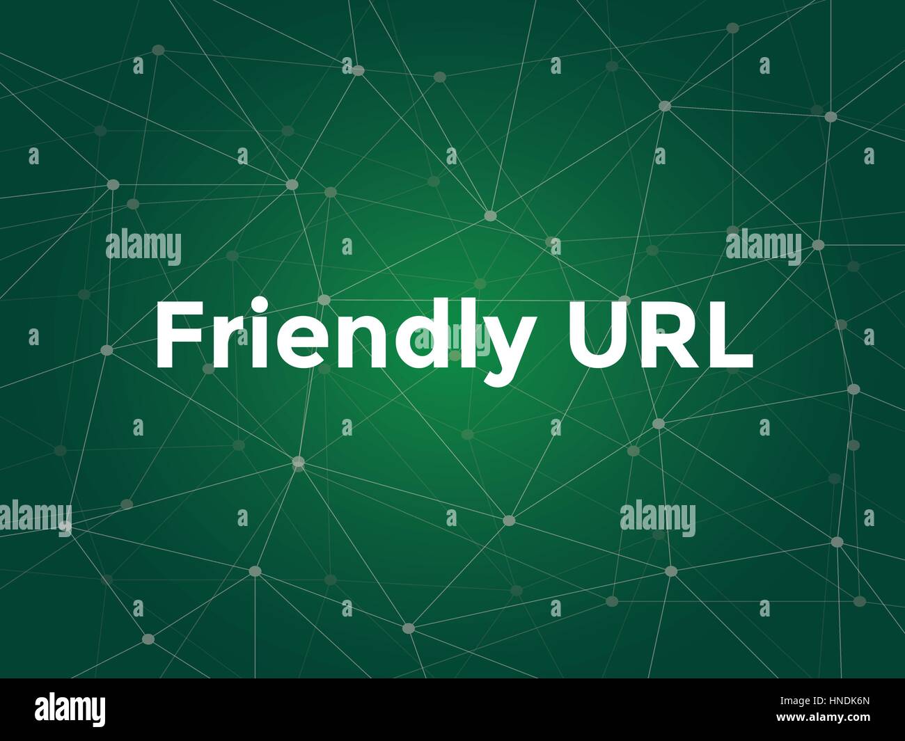 illustration white text on green background for friendly url on website