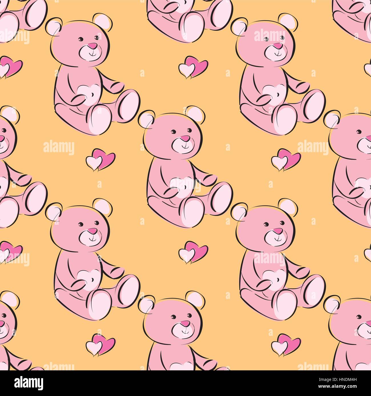vector seamless pattern of a toy teddy bear Stock Vector Image & Art ...