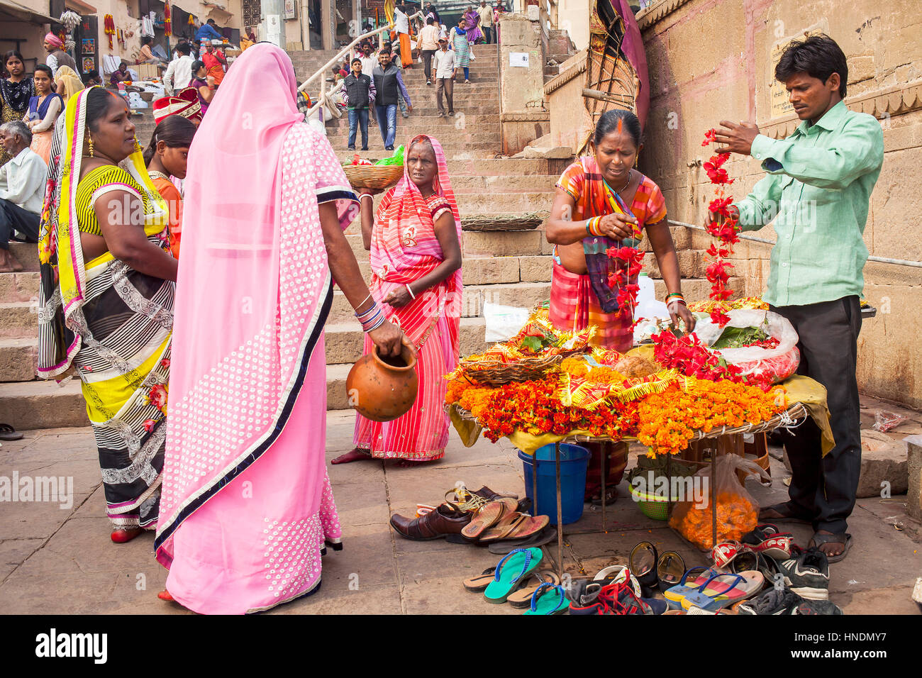 flowers shop, for offerings, in Dashashwamedh ghat, Varanasi, Uttar