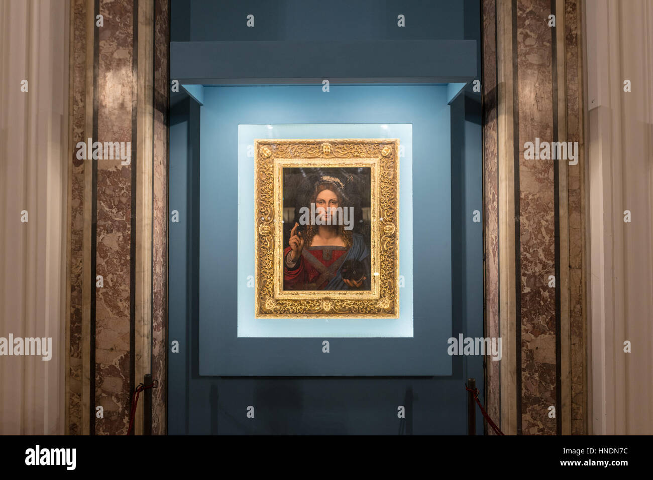 The controversial masterpiece by Leonardo Da Vinci 'Salvator Mundi' arrives in Naples, at the Diocesan Museum of Donnaregina  Where: Naples, NA, Italy When: 11 Jan 2017 Credit: IPA/WENN.com  **Only available for publication in UK, USA, Germany, Austria, Switzerland** Stock Photo