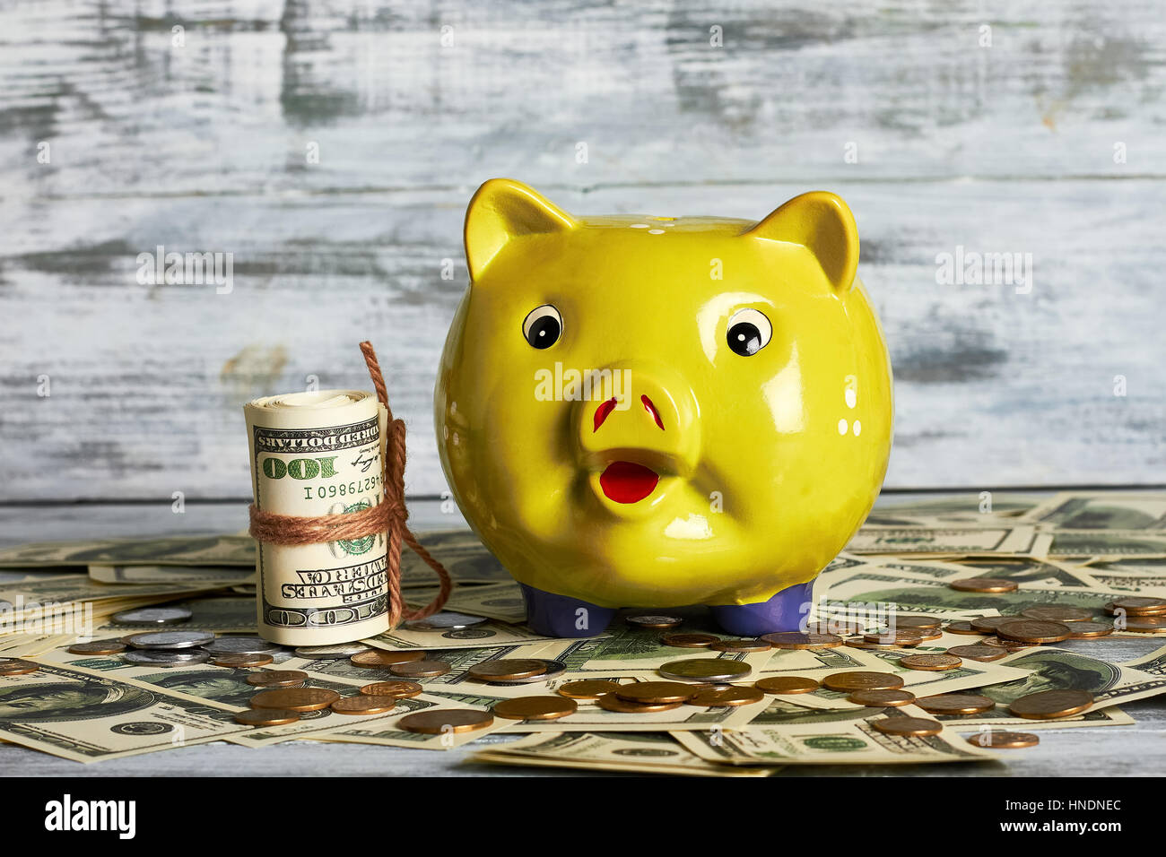 Money box and dollars Stock Photo Alamy