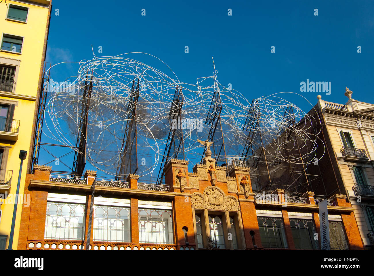 The building of The Fundació Antoni Tàpies which was created in 1984 by the artist Antoni Tàpies to promote the study and knowledge of modern art Stock Photo