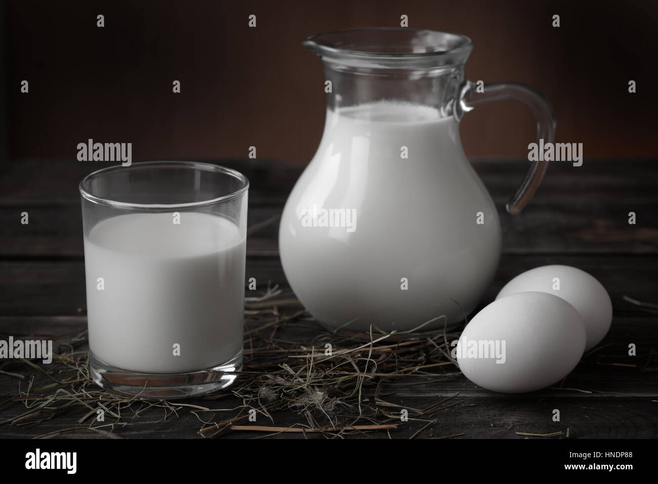 Still life with milk and eggs Stock Photo