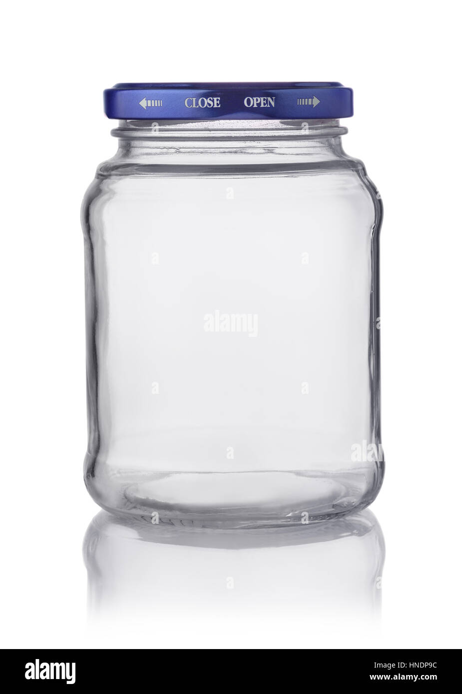 Empty glass transparent jar with cap isolated on white Stock Photo