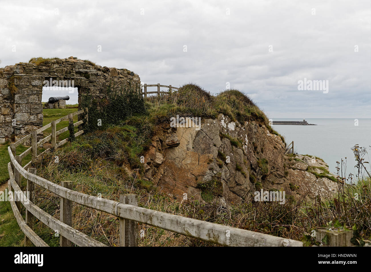 Fishguard Fort - Coastal Defence at Castle Point Stock Photo