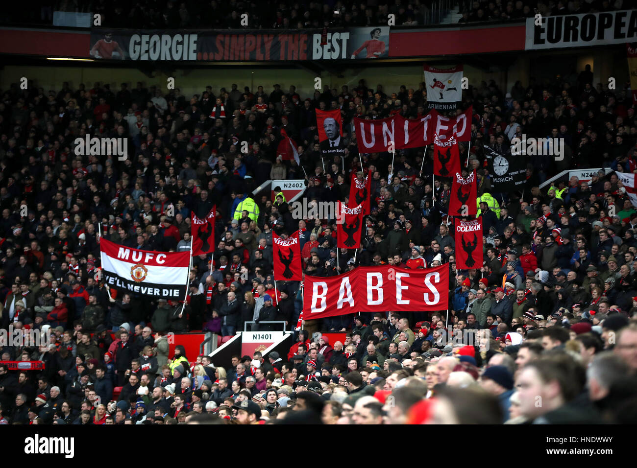 Banners Remembering The Victims Of The Munich Air Disaster And The Busby Babes During The 6657
