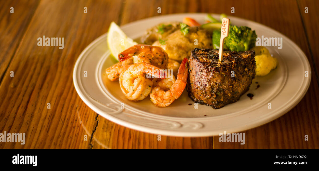 Grilled Steak and Shrimp Stock Photo - Alamy