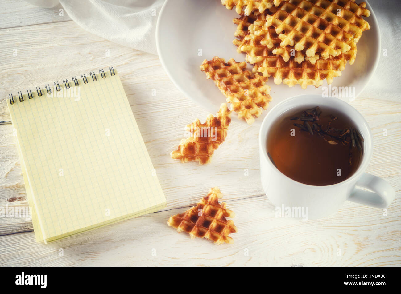 Top view notepad tea hi-res stock photography and images - Alamy