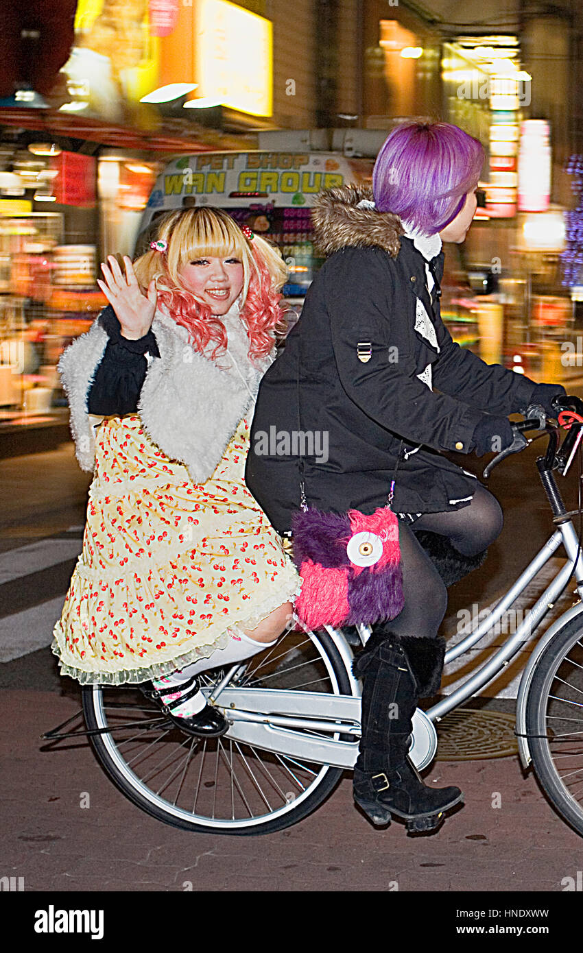 Biking, street scene in Dotombori,Osaka, Japan,Asia,Osaka, Japan,Asia Stock Photo