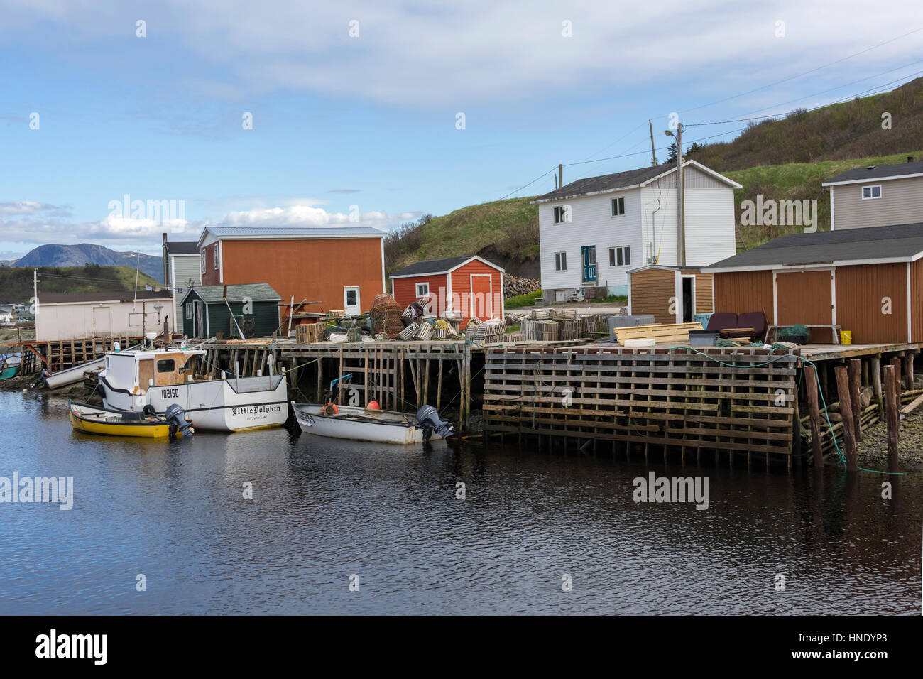 Trout River harbour, looking towards Gros Morne, Newfoundland Stock Photo