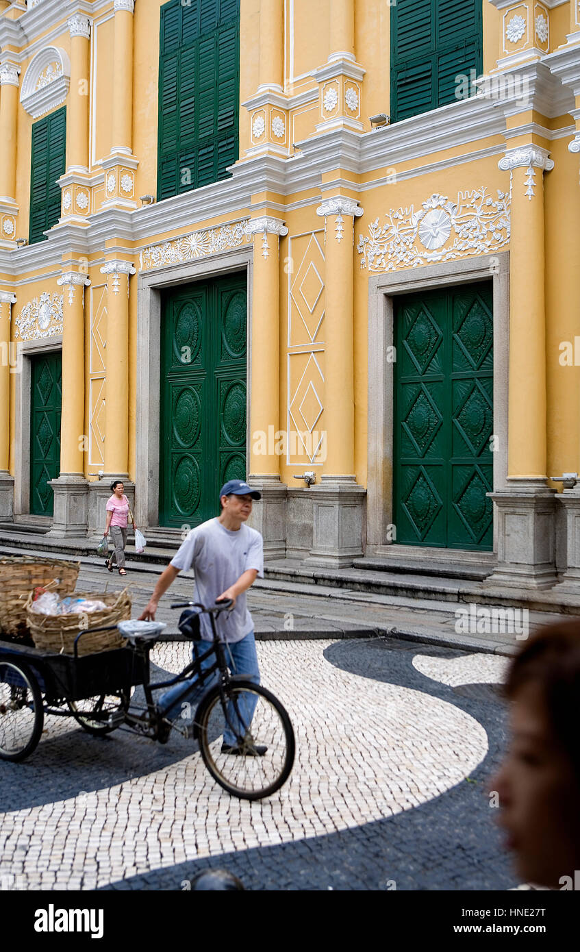 street scene, Church, St Dominic´s Church, in St Dominic´s square,Macau,China Stock Photo