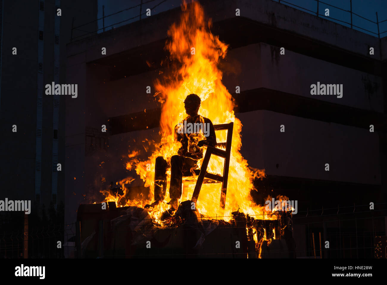 Marimanta burning in celebration of the carnival Stock Photo