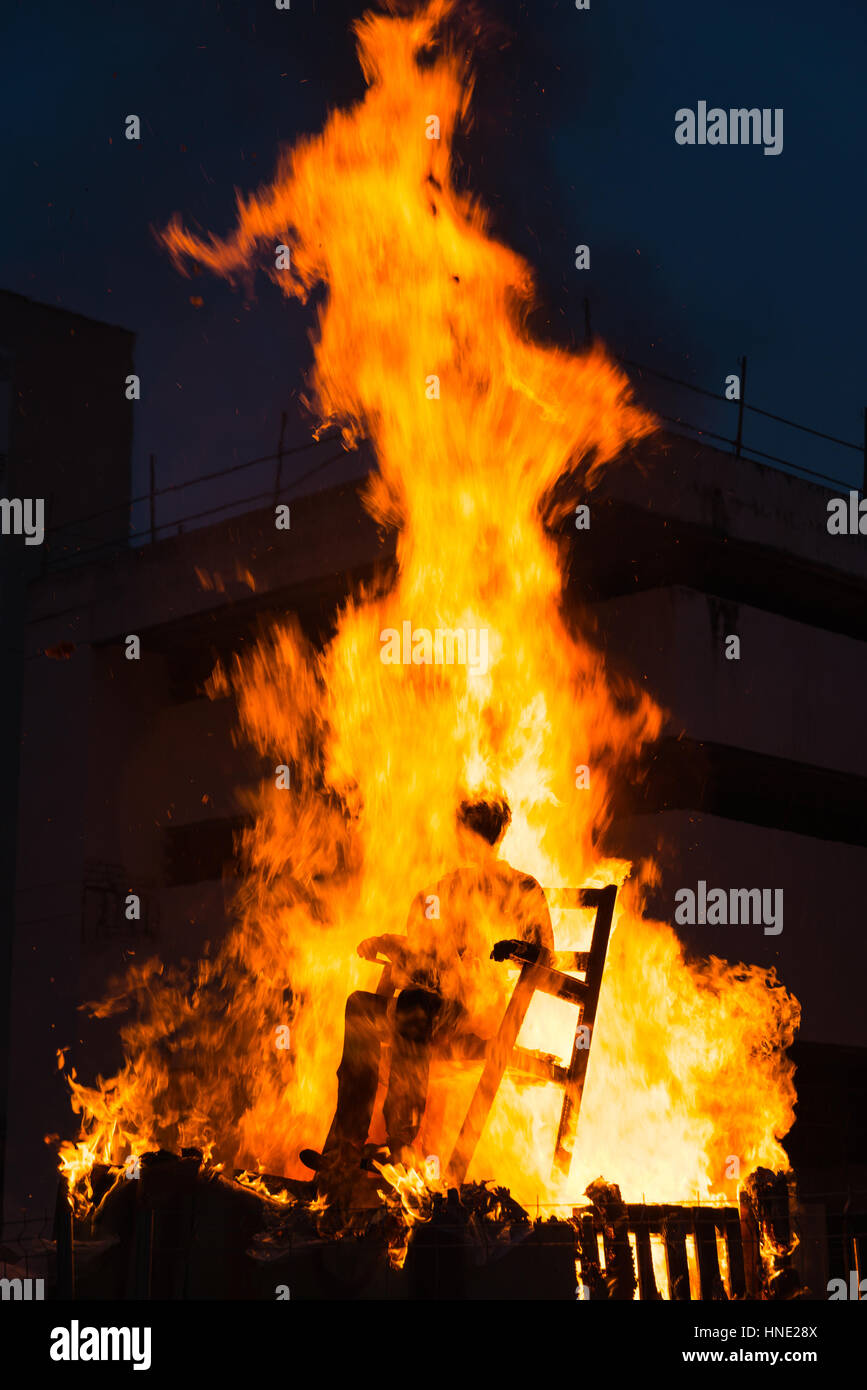 Marimanta burning in celebration of the carnival Stock Photo