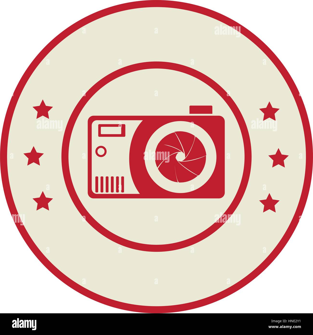 circular border with analog camera and stars vector illustration Stock ...