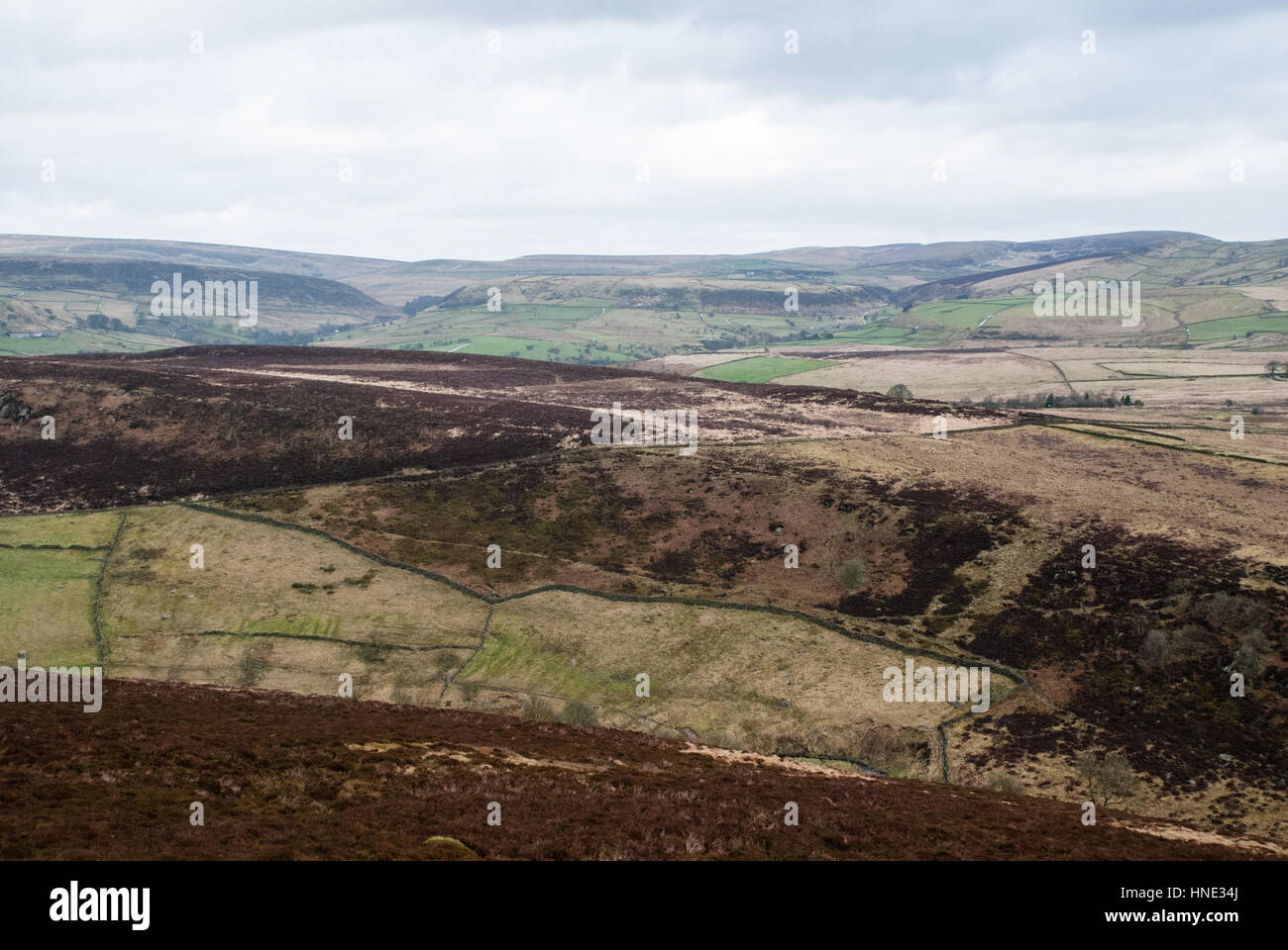 A view across the Staffordshire Moorlands on a clear day Stock Photo