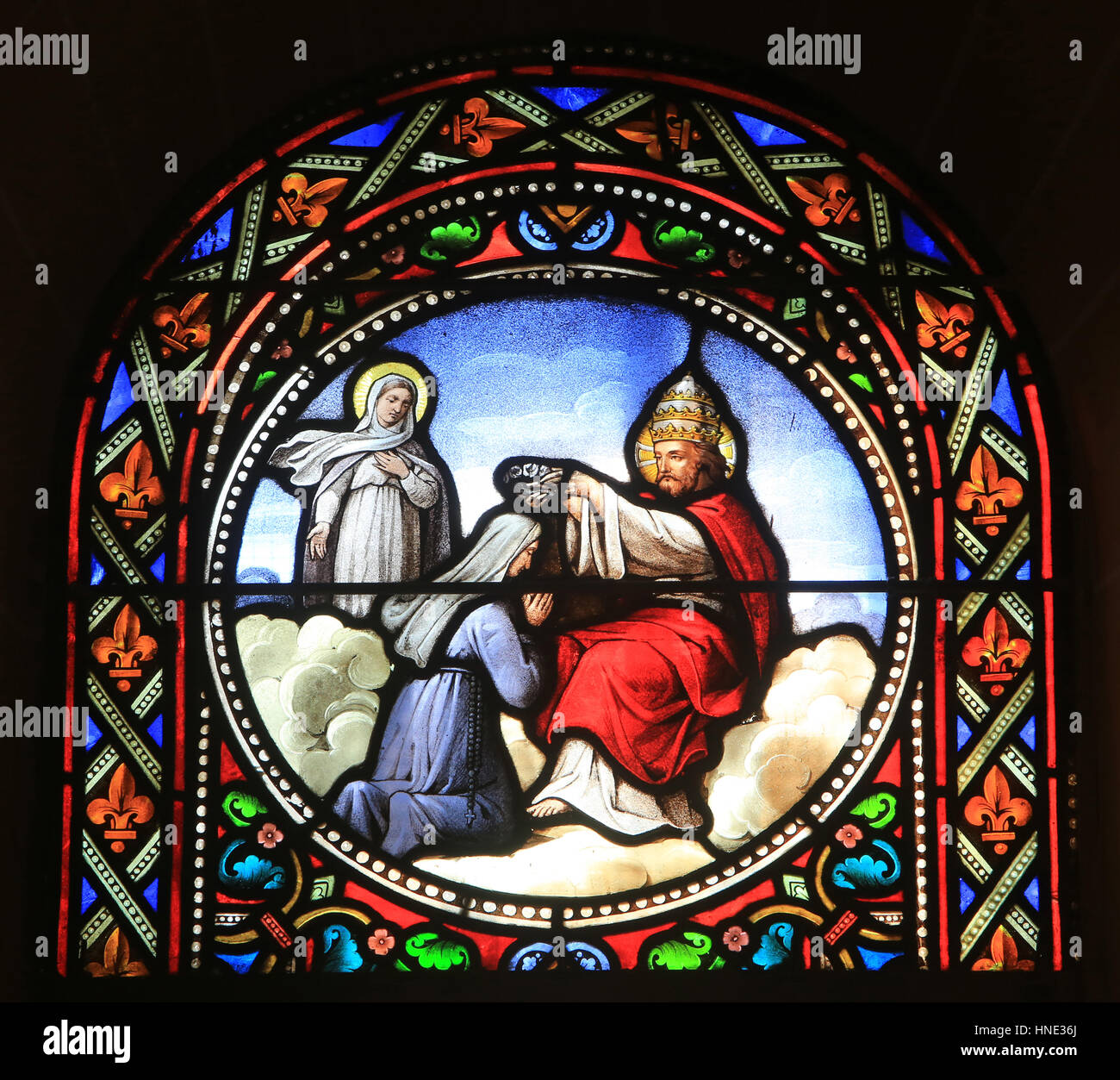 Sacred Heart Basilica. ParayleMonial. Stained glass window. St