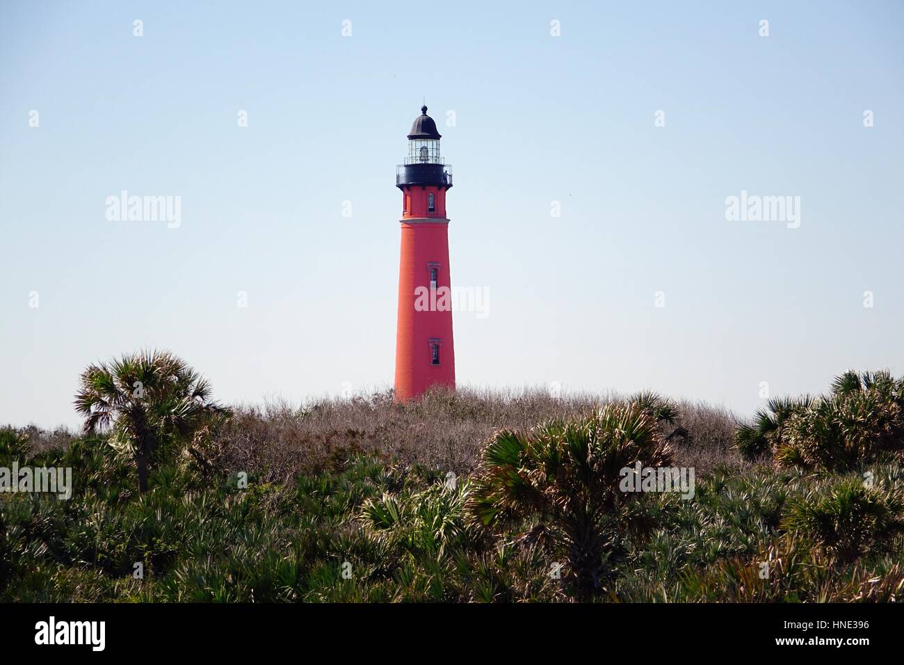 Ponce de Leon Inlet Light from the beach at Ponce Inlet, Florida Stock