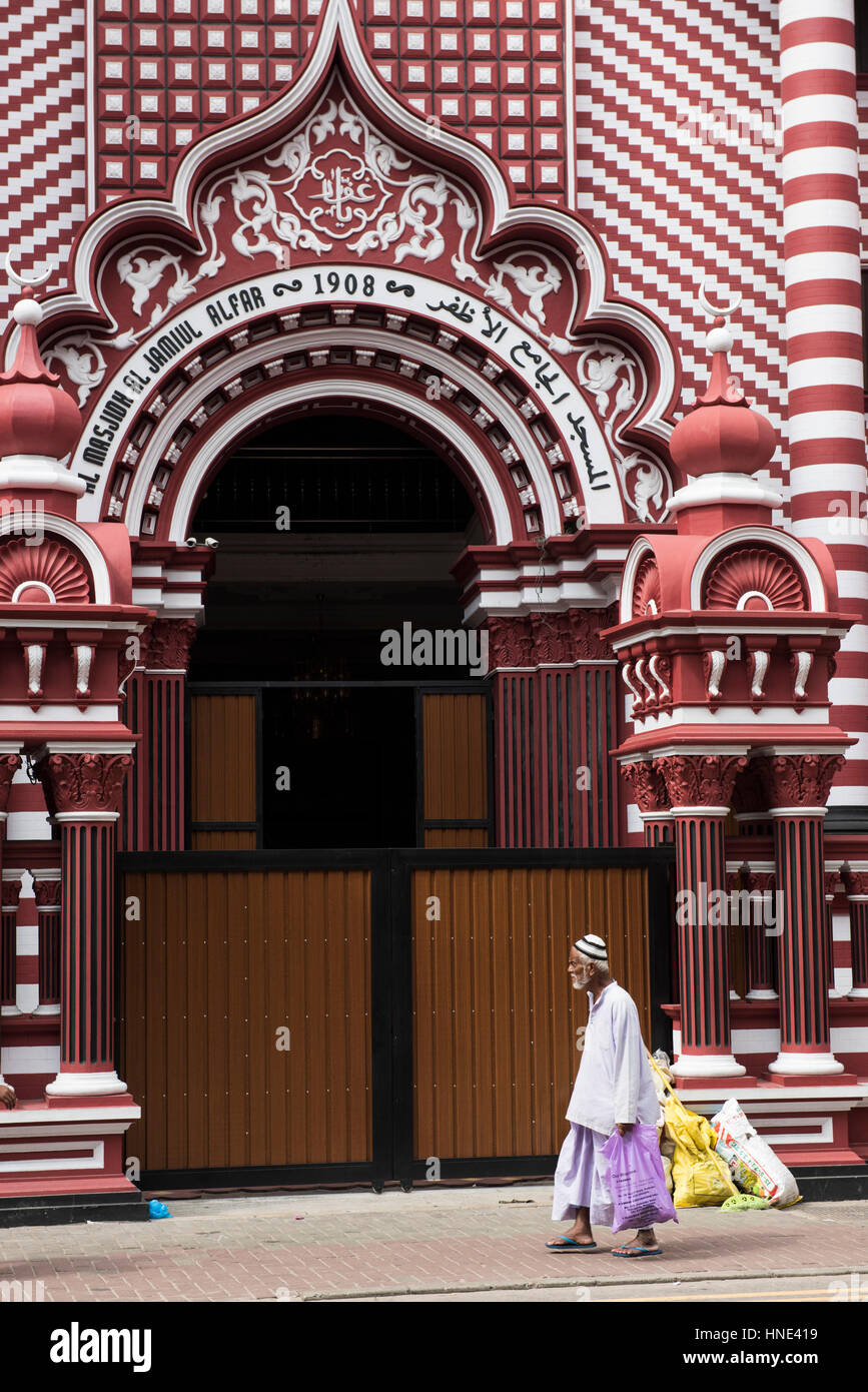 Jami-ul-Afar Mosque, the Pettah, Colombo, Sri Lanka Stock Photo