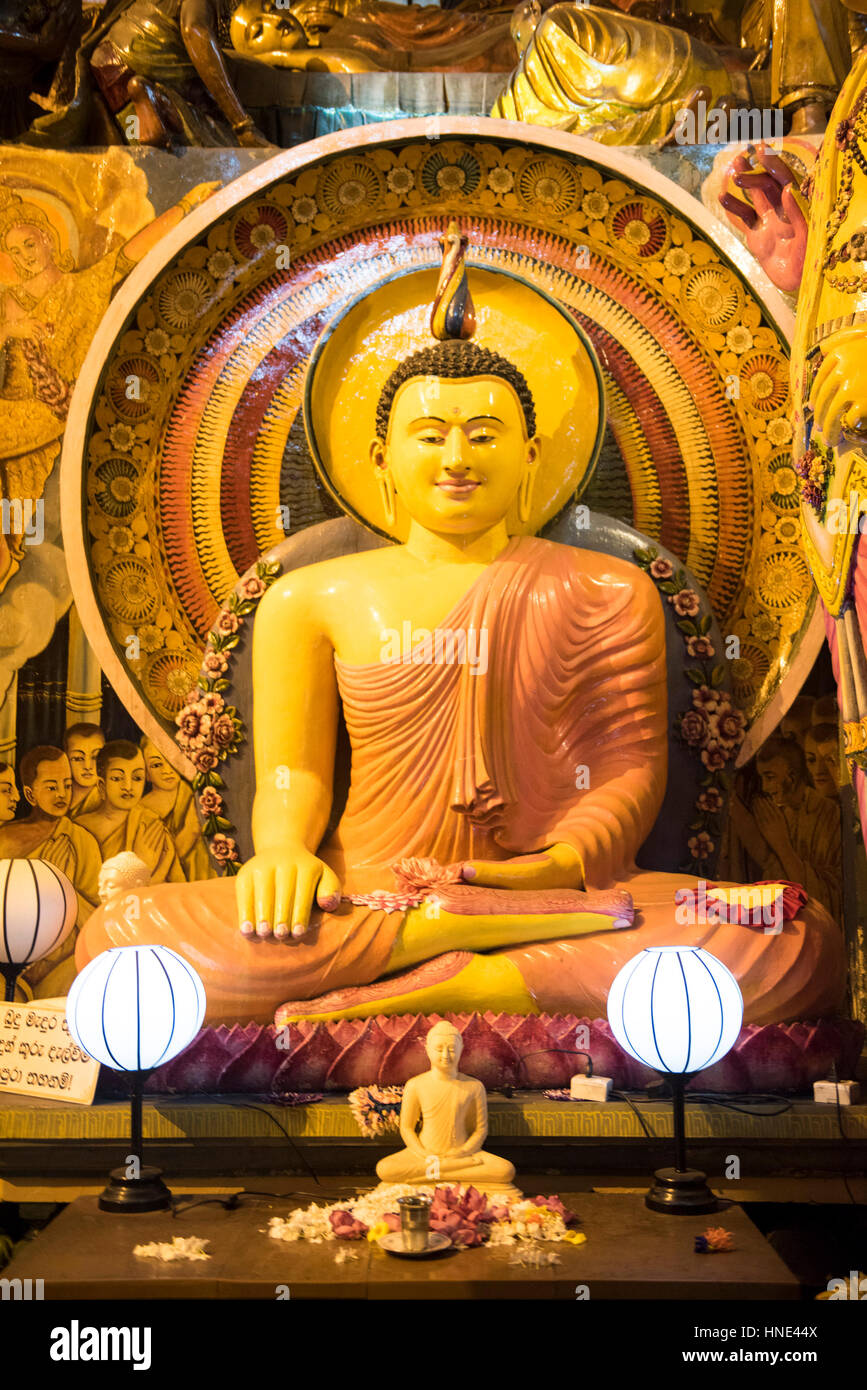 Buddha statue, Gangaramaya temple, Colombo, Sri Lanka Stock Photo